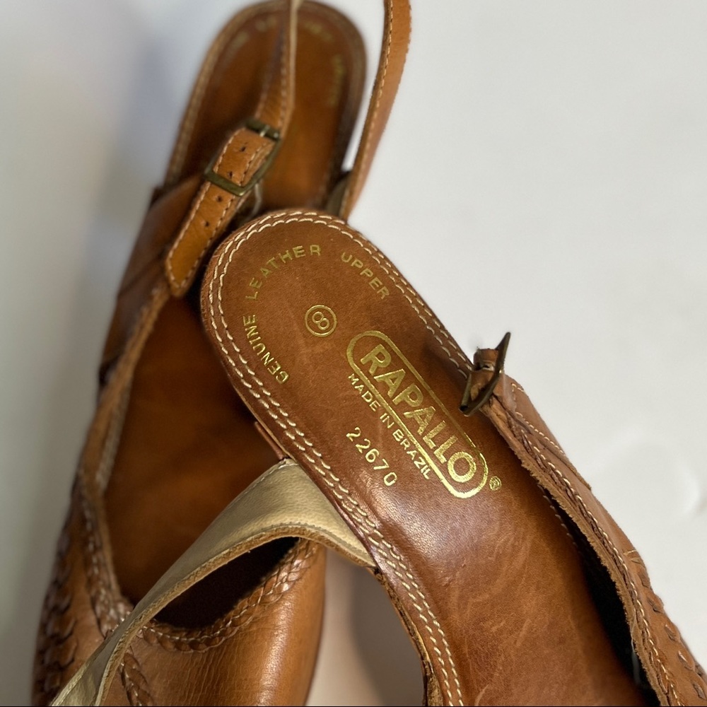 Vintage Rapallo Leather Sling Back Peep Toe Heels Size 8 - Picture 8 of 8